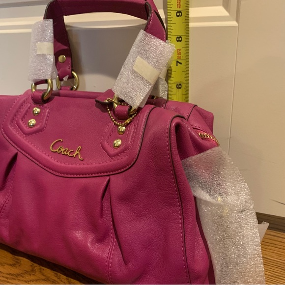 Coach Satchel Purse with removable shoulder strap. NWT 12x6x4-1/2 Magenta - Picture 5 of 14